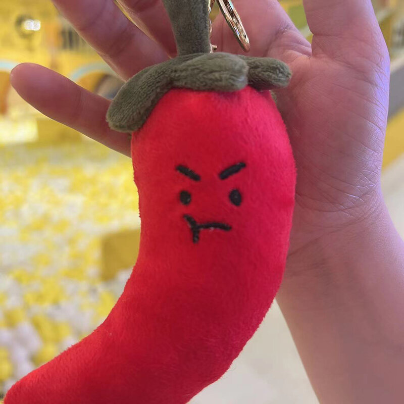1pc new Cartoon Design Hot Pepper Garlic Green Onion Shape Keychain Cute Plush Vegetable Pendant Children Doll Stuffed Toy Gifts
