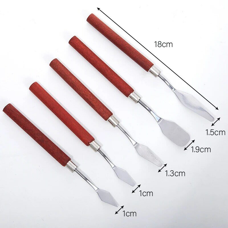 5pcs Painting Knife Wooden Handle Spatula Palette Knife For Oil Painting Knife