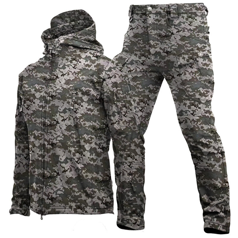 5XL męski taktyczny zimowy kombinezon wojskowy miękka powłoka wiatroszczelna wodoodporna specjalna kurtka treningowa ciepła polarowa mundur wojskowy ładunkowa