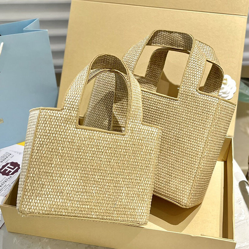 Summer Designer New Women's Woven Luxury Tote Bag Handmade Straw Shoulder Purse Crossybody Vacation High Capacity Shopping Bag