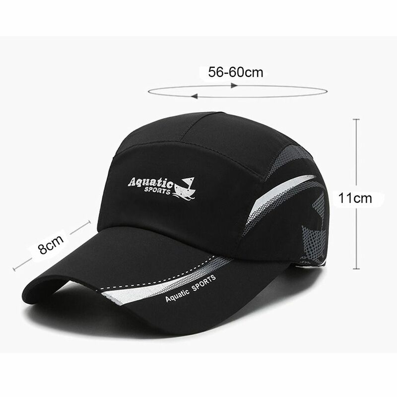 Topi kering Quik hitam luar ruangan uniseks, topi bisbol pelindung matahari dapat diatur antilembap untuk olahraga Golf memancing pria dan wanita