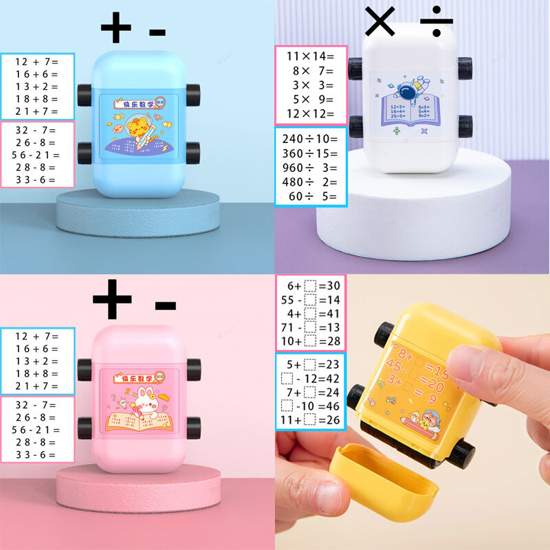 Selo de ensino reutilizável para a prática matemática, Preencha o rolo em branco, 2 em 1, Design Selo Digital dentro 100 prática matemática