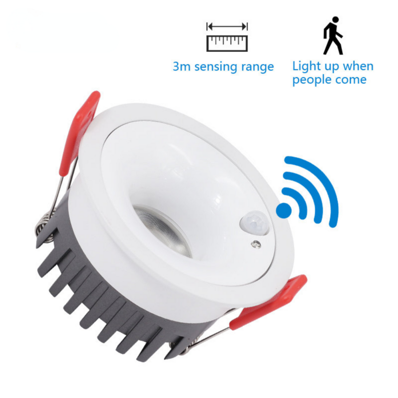 9W Motion Sensor LED Ceiling Light Embedded Downlight for Home Porch Aisle Corridor Staircase Interior Decoration