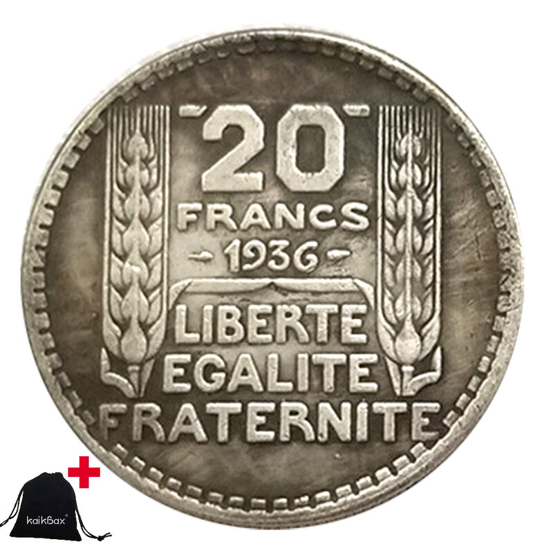 Moeda Comemorativa com Bolsa de Presente, Império da República Francesa, meio dólar, Casal Arte, Comandante de Boate, Sorte, Luxo, 1936