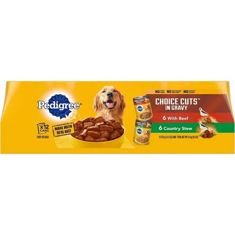 Pedigree Choice Cuts-Paquete de variedad de comida húmeda para perros, latas de 13,2 Oz (paquete de 12)