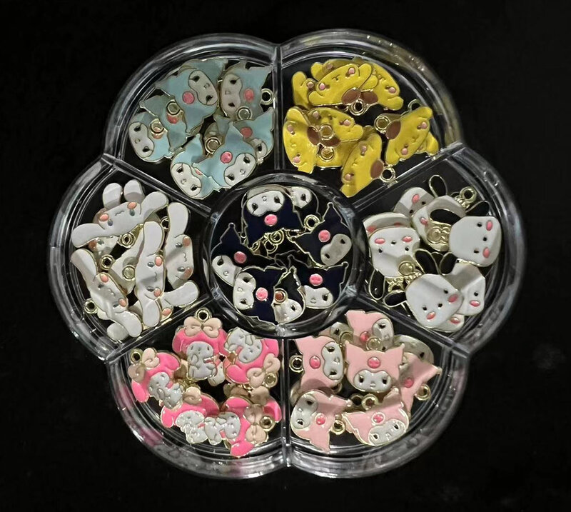 Mnini Sanrioed kartun Kuromi Hello Kitty anting gelang kalung membuat perhiasan DIY liontin gantungan kunci aksesoris