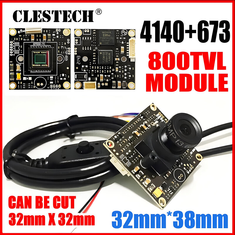 CLESTECH SONY EFFIO CCD 4140 + 673 800TVL modul Chip Analog kamera CCTV 32*32mm mikroskop DIY Osd kabel Menu Set lengkap Monitor TV