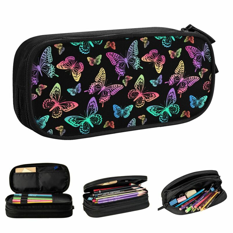 Creative Butterfly Pencil Case Pencilcases Pen Box for Student Large Storage Bags Office Zipper Stationery