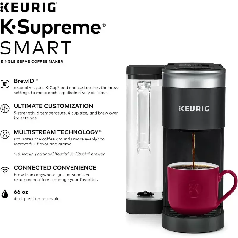 Keurig K-Supremo Cafeteira Inteligente, Black Brews, Tecnologia MultiStream, 6-12oz Cup Tamanhos