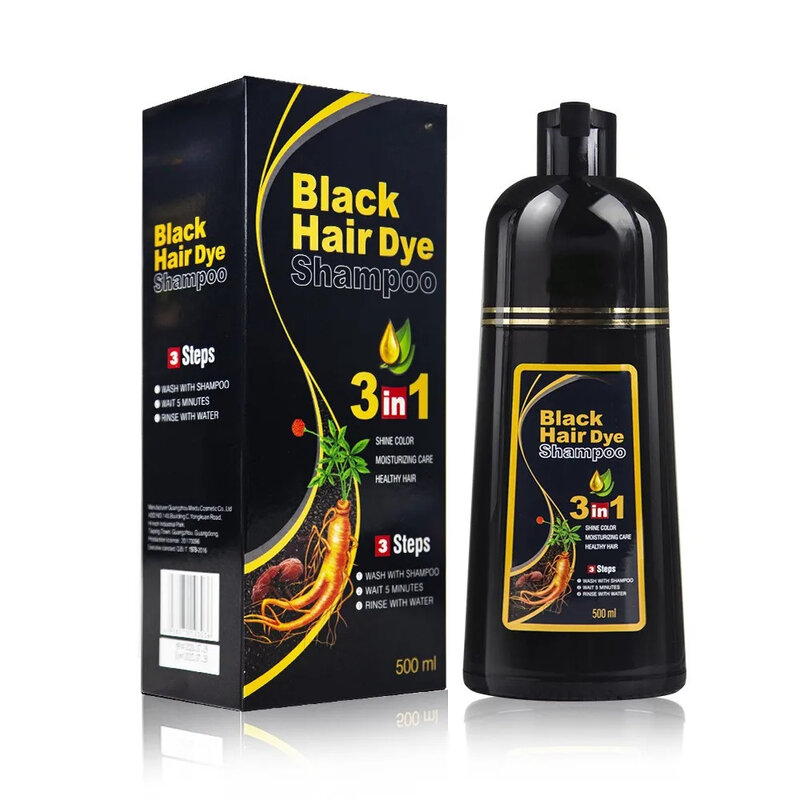 Champú de tinte para el cabello 3 en 1 para mujer, cubierta de color Natural de Polygonum, gris a negro, oscurecimiento de pelos instantáneo, 100ml/500ml