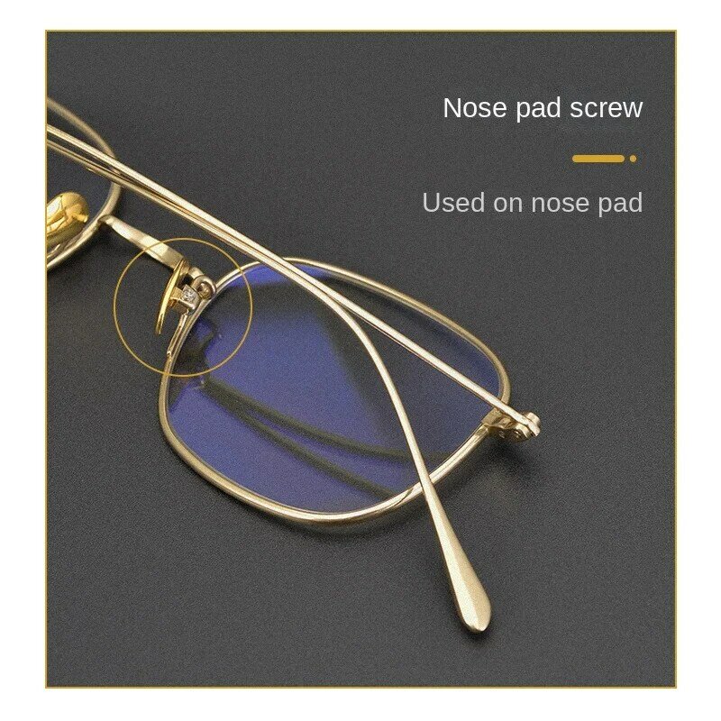 Marco de tuerca de tornillo dorado para gafas, almohadilla de Nariz de templo, accesorios de tornillo cruzado, juego de herramientas de reparación