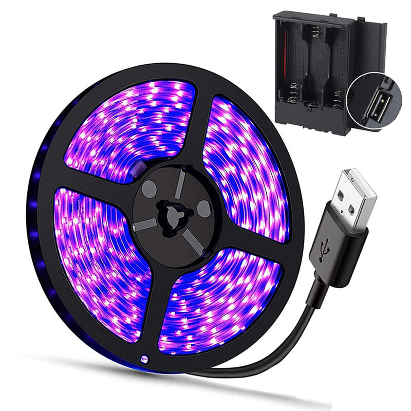 2.5M UV Led Strip Light USB DC5V UV Black Light 390nm-400nm Strip Light per fluorescente Body Paint Dance Party Stage Decor