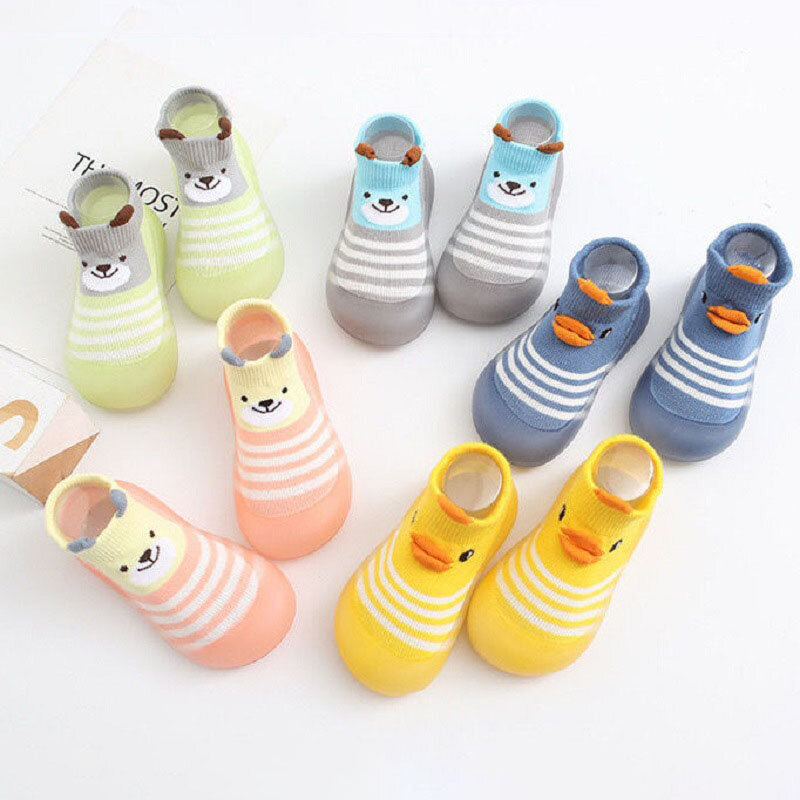 Bebê recém-nascido Cartoon Animal Shoes, Meias antiderrapantes, Kids Rubber Sole Crib Shoes, Botas de criança respirável, Crianças Sneaker
