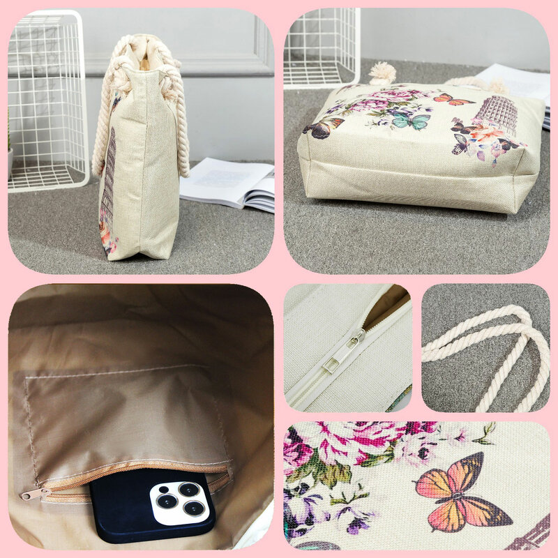 Cute Dog Cat Print  Women Shoulder Bags Foldable High Capacity Handbags Fashion Travel Beach Bags Eco Reusable Shopping Bag