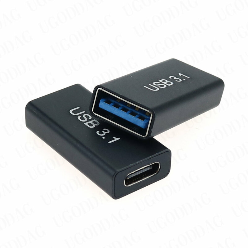 Acoplador USB 3,0 de 1/2 piezas, adaptador hembra a USB tipo C hembra, supervelocidad, USB 3,0, convertidor de conexión