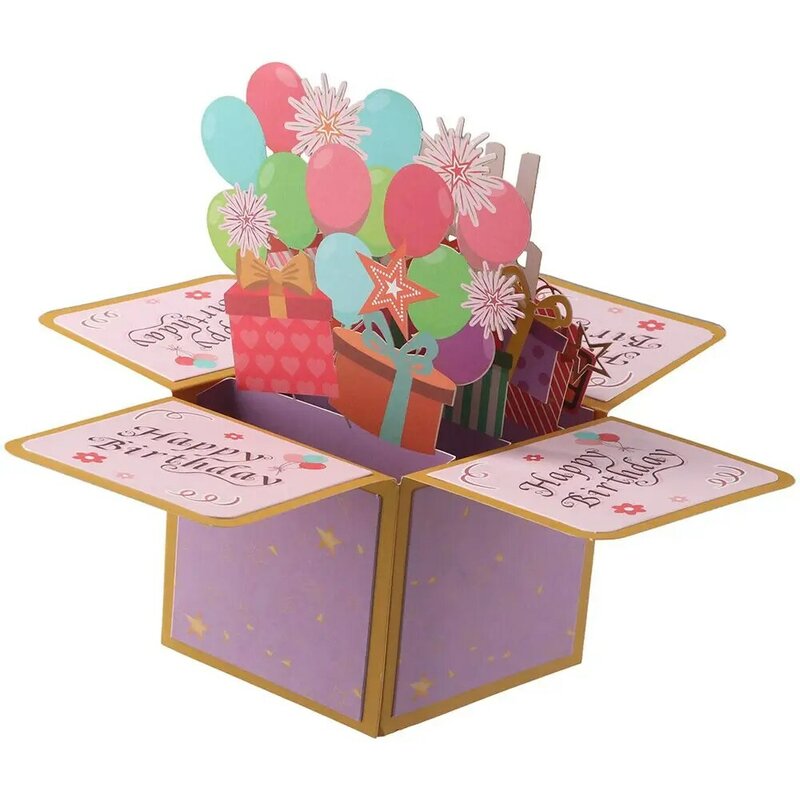 3d pop up cartão para meninas, feliz aniversário cartão, 3d, doce