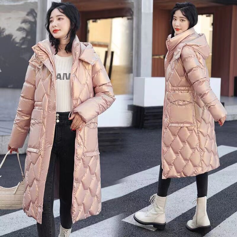 2023New Women Long Winter Parka Thicke Quilted Outwear Women Hooded Jacket Over Knee Length Snow Down Cotton Jackets Female Coat