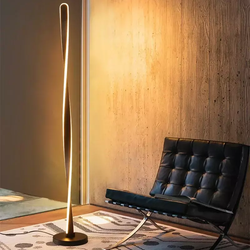 Spirala lampy podłogowe nowoczesny długi linia lampa podłogowa do Sofa do salonu sypialni gabinet salon domu biały stojąca lampa podłogowa