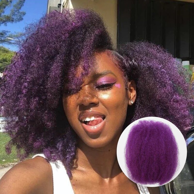 Rebecca Brazilian New Purple Color Afro Kinky Bulk Human Hair For Braiding DreadLock Salt Pepper Grey Remy Hair Afro kinky Bulk