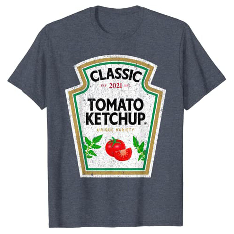 Ropa de Ketchup DIY de mostaza amarilla, condimentos para parejas, disfraz de Halloween, camiseta, regalos, ropa estética