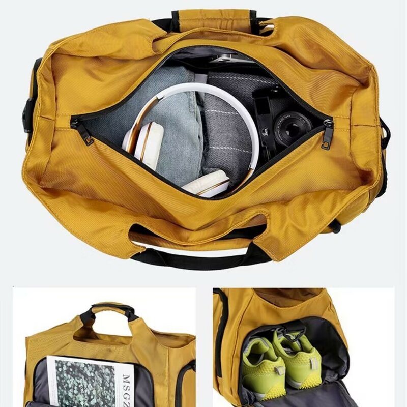 Bolso de hombro ligero para hombre y mujer, bolsa de gran capacidad para Fitness, gimnasio, con bolsillo para zapatos, bolsa de viaje para equipaje de mano