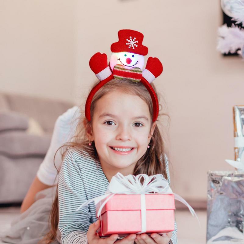어린이용 라이트 업 크리스마스 코스튬 모자, 산타 머리띠, 크리스마스 휴일 파티 선물 액세서리