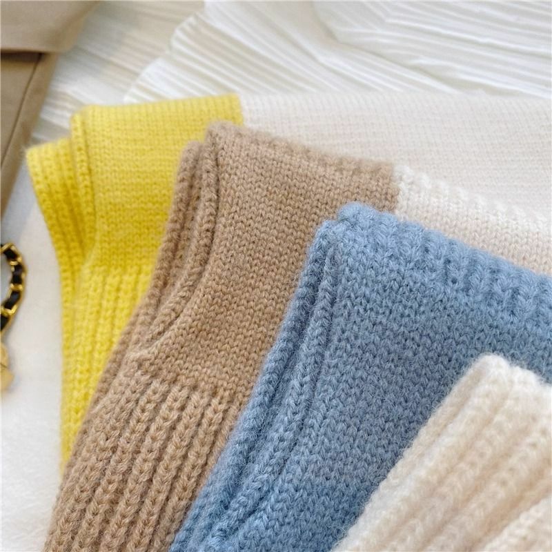 Women's Scarf Autumn and Winter Warm Color Matching Knitted Cross Wool All-Match Cute Fashion Girl's Scarf