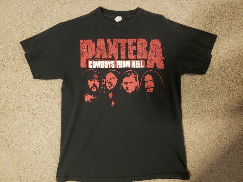 Camiseta Vintage Pantera Cowboys From Hell, talla mediana, 2000S, doble cara