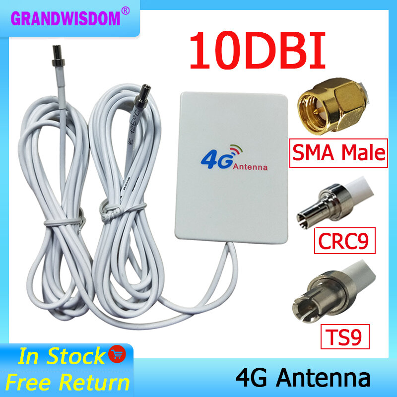 라우터 안테나 SMA 수 패널 TS9 SMA CRC9 커넥터, 3G 4G IOT 라우터 안테나, 모뎀 포함, 2m 케이블, 3G 4G LTE