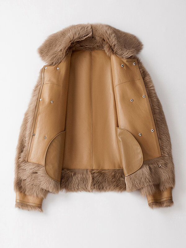 FCY-casaco de pele italiana masculino, jaqueta de inverno, couro genuíno, pele de ovelha natural, roupas masculinas, tendência, outono, novo, 2023
