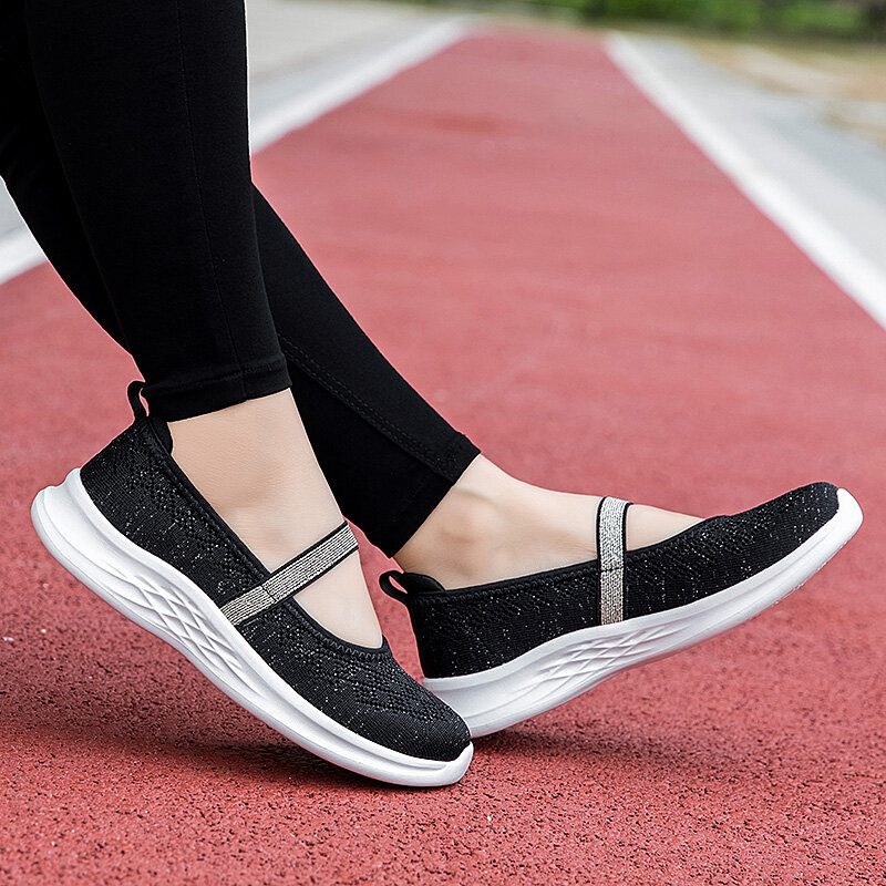 Strongshen รองเท้าลำลองวัลกาไนส์สำหรับผู้หญิง, รองเท้าแฟชั่นฤดูร้อนรองเท้าส้นเตี้ยเดินตาข่ายรองเท้าสตรีรองเท้าสตรี