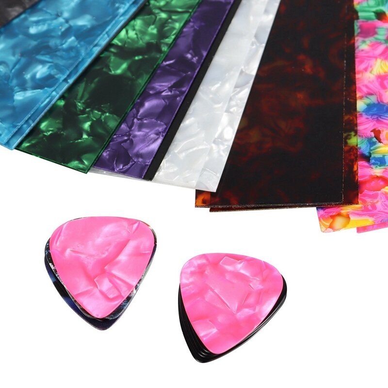 DIY Guitar Pick Punch Sheets Musicians Celluloid Guitar Pick Strips Three Thickness By 0.46/0.71/0.96Cm Random Color