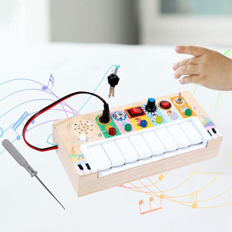 Busy Boards Piano Switch Lights Preschool Learning Activities Toddlers Learning Cognitive for Kids Children Age 3+ Travel Toy