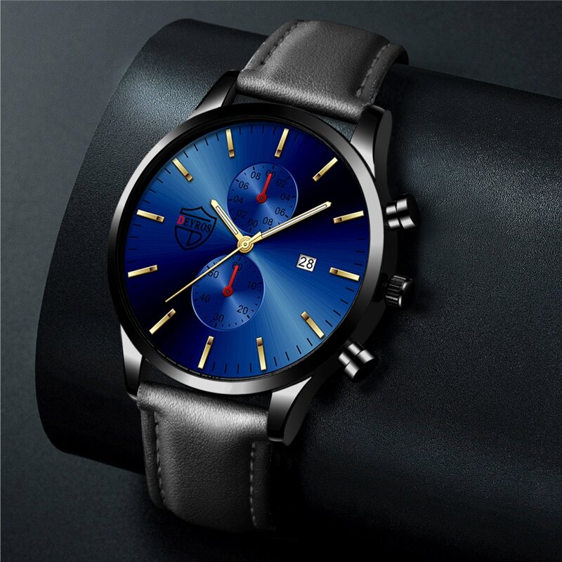 Luxe Fashion Heren Horloges Voor Mannen Roestvrij Staal Quartz Horloge Kalender Lichtgevende Klok Man Business Casual Lederen Horloge