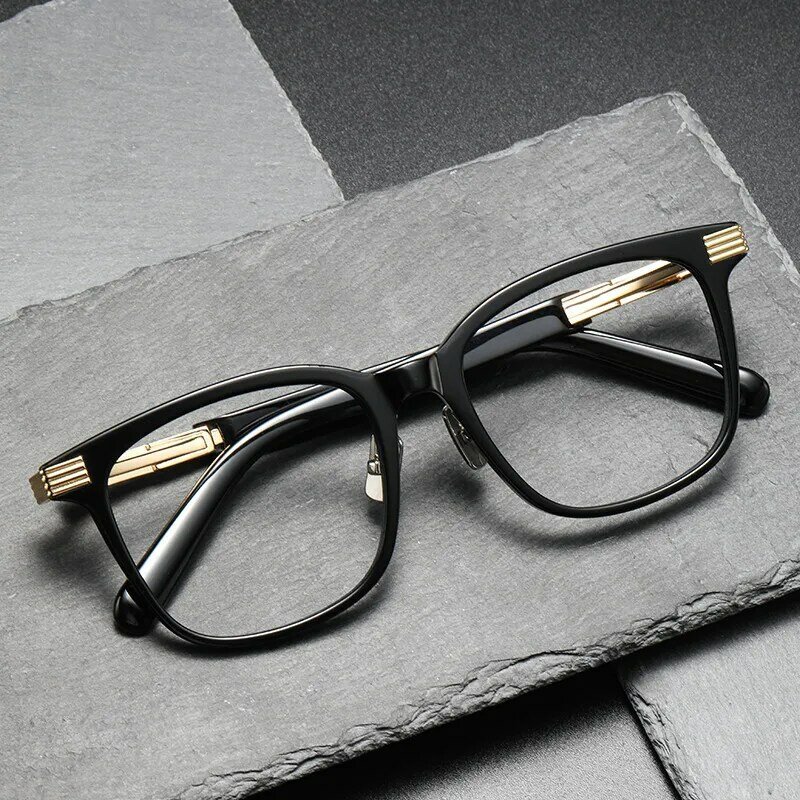 男性と女性のための日本のチタン眼鏡フレーム,手作り,正方形,超軽量,近視パークリプション,レトロな光学フレーム