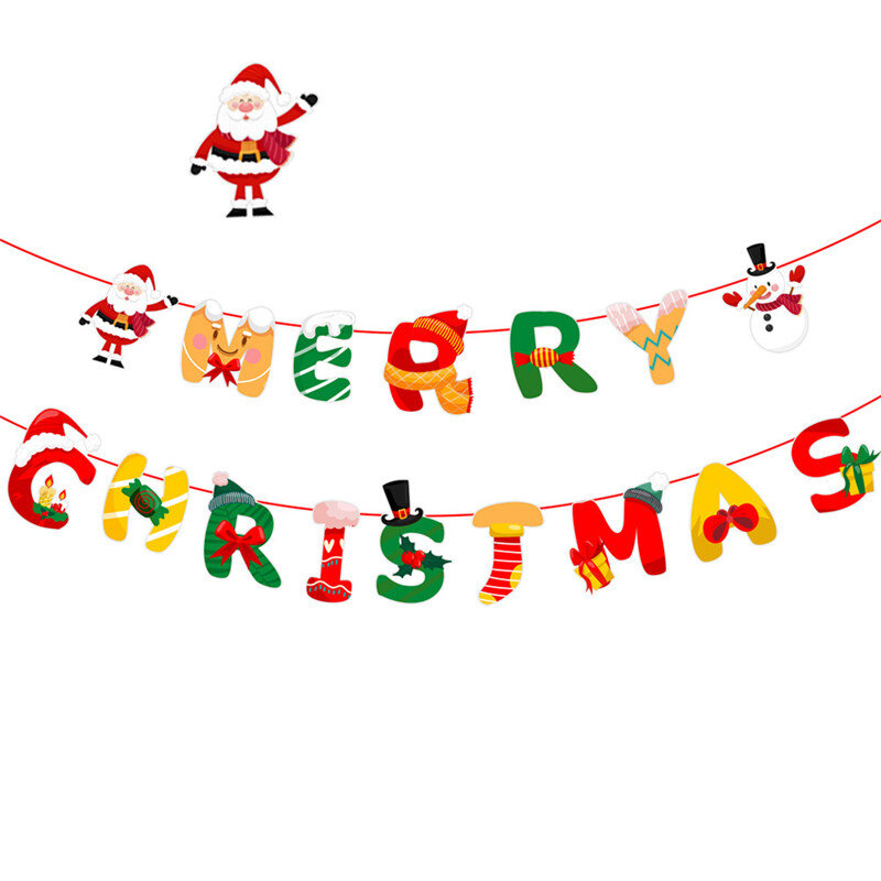 Веселый Рождественский Бумажный баннер, гирлянда, висячие украшения, потянув флаги, вечерние для дома, фон, бандаж, сделай сам, игрушки ручной работы, рождественские подарки