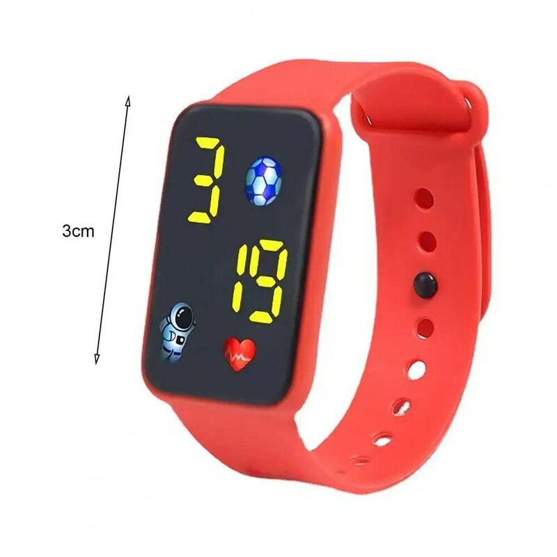 Electronic Watch Children's Spaceman Touchscreen LED Display Soft Silicone Band Rectangle Large Digits Students Watch Daily Wear