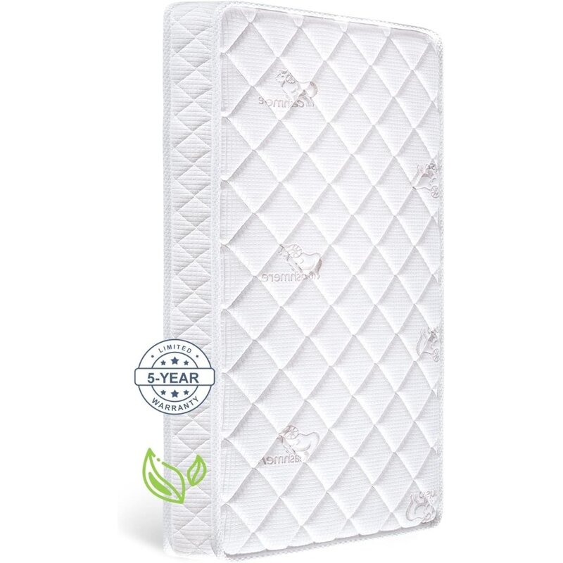 Premium Dual-Sided Crib & Toddler Mattress,100% Knitted Fabric-Hypoallergenic,5" Firm Soft Crib Mattress, Non-Toxic Fits Standar