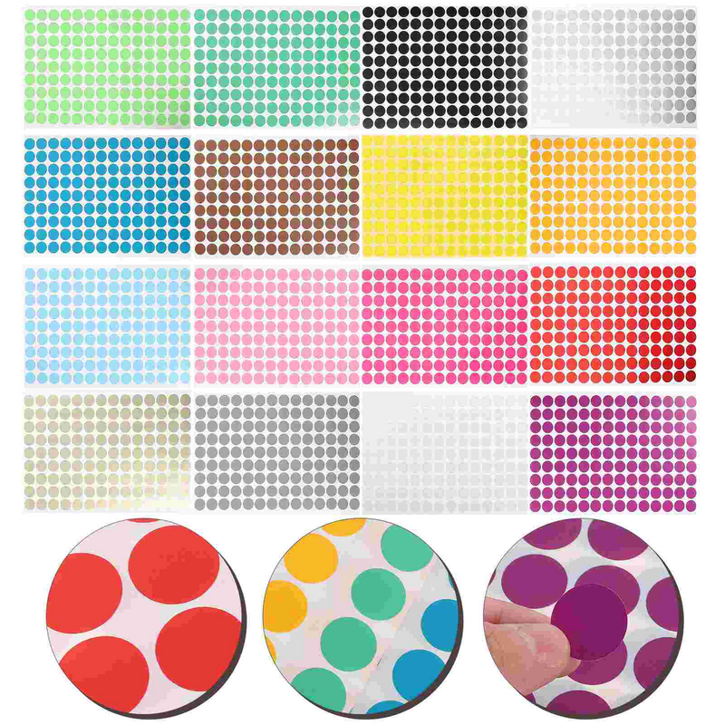 16 Sheets Printer Paper Circle Labels Label Dot for School Labels Colored Dots Colorful