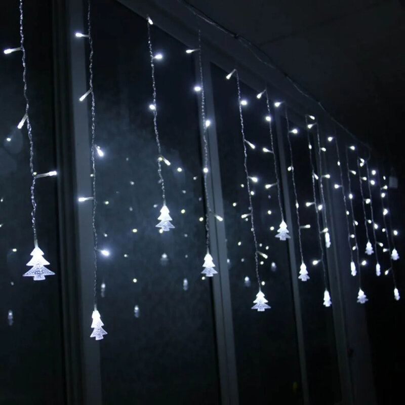 Cortina de luces LED de hadas, guirnalda de luces de 5M, 100LED, CA de 220V, luz LED de Navidad para boda, hogar, jardín, decoración de fiesta