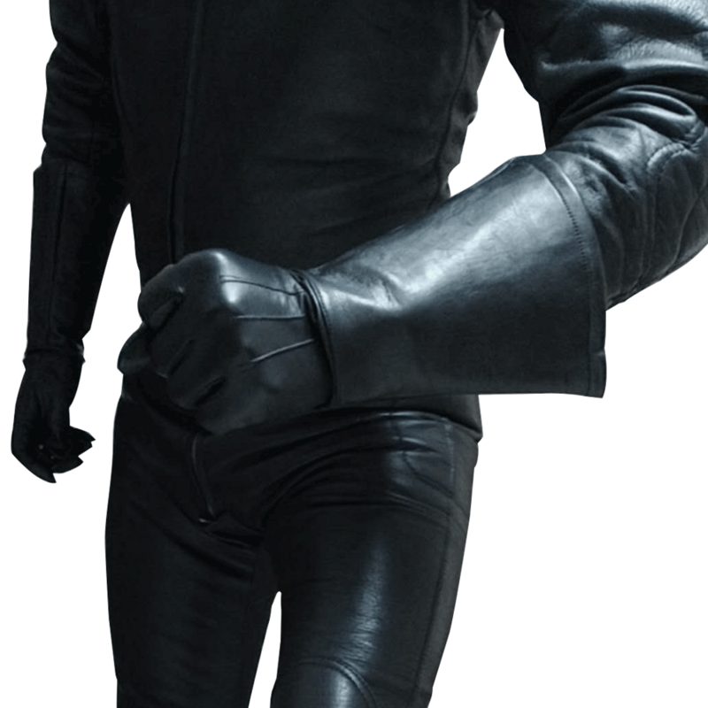 Luvas de couro genuíno touch screen masculinas, luvas longas, punho duplo, luxo, sem forro, apertada, dirigindo, equitação, moto, 35cm