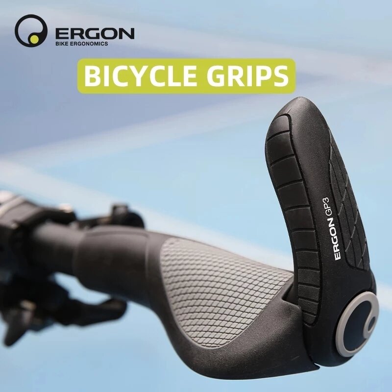 ERGON-산악 자전거 핸들 바 그립 GP1 GP3 GP5 자전거 바 엔드 마운트 클램프 핸들 그립, 인체 공학 고무 도로 사이클링 잠금 그립
