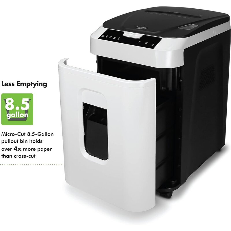 Aurora-trituradora de papel de microcorte de alta seguridad, grado comercial, 200 hojas, alimentación automática, 60 minutos, nivel de seguridad, P-5
