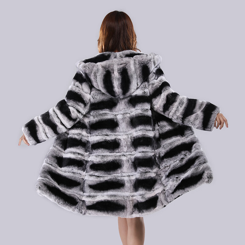 女性のためのウサギの毛皮のコート,長くて暖かい,冬の毛皮のジャケット,高級ブランド,新しいスタイル2022