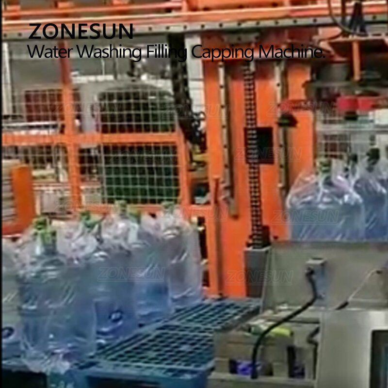 ZONESUN ZS-AFMW 900 BPH 5 غالون الحيوانات الأليفة آلة تعبئة المياه المعبأة في الزجاجات تغليف مانع للتسرب خط تصنيع الإنتاج الضخم