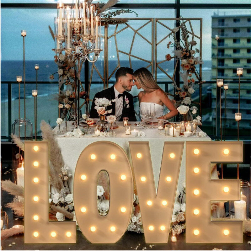 120cm Letter Shaped LED Light Romantic Surprise Proposal Confession Scene Decoration Home Cocktail Party Birthday Atmosphere