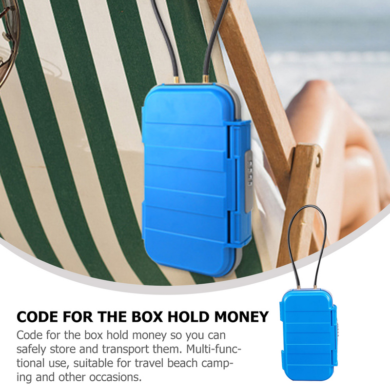 Caja de Seguridad portátil, candado de viaje impermeable, combinación de playa, color negro