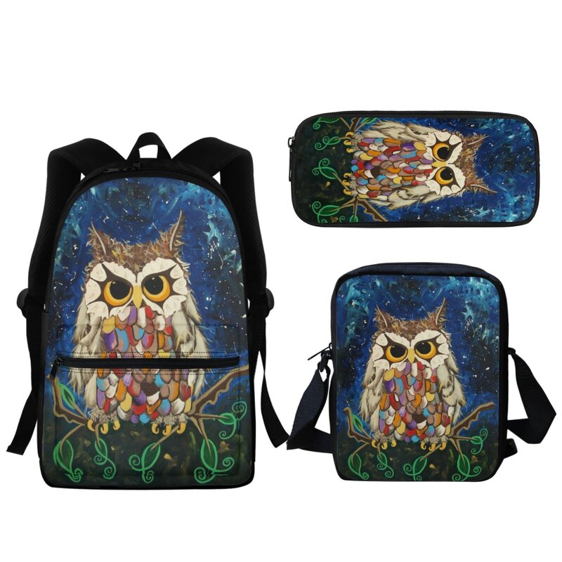 Anime Owl Children's SchoolBag 3D Printing Casual Large-capacity School Bag Boys Girls Kindergarten Backpack Satchel Bags Gift