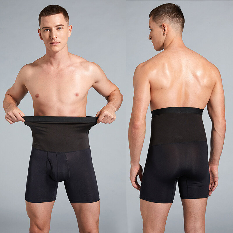 Novo suor sauna shorts queima de gordura dos homens cintura trainer de cintura alta fitness correndo esportes roupa interior emagrecimento calças corpo shapewear