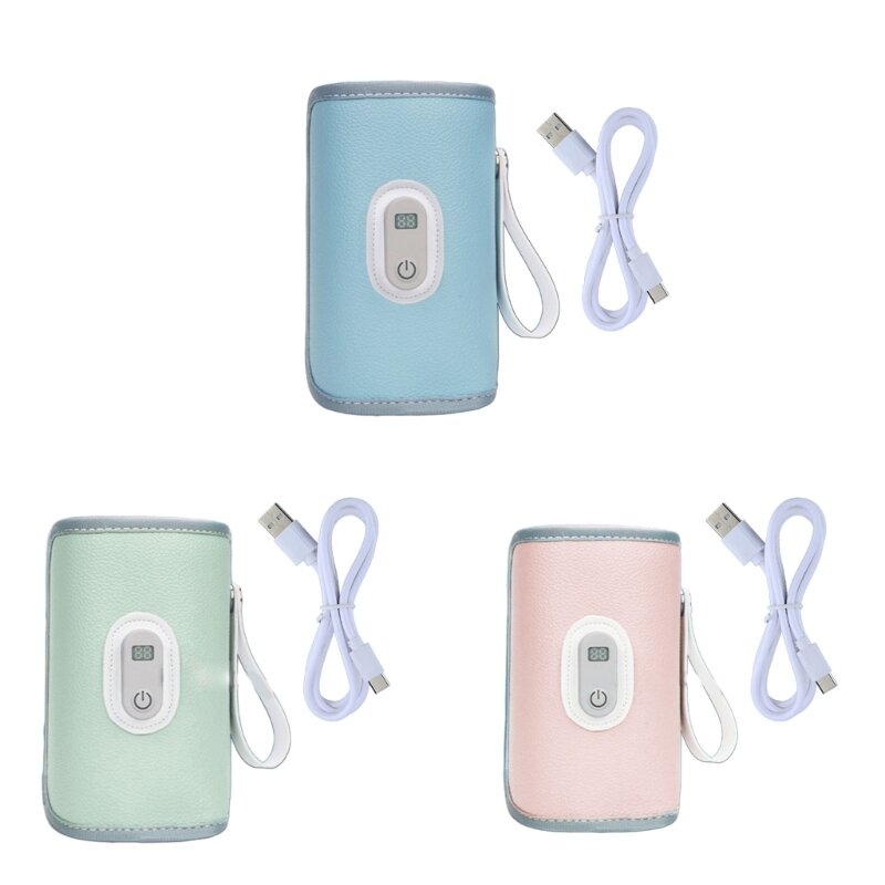 USB 충전 수유 병 히터 가열 슬리브 우유 따뜻하게 5 온도 조절 절연 모유 따뜻한 가방